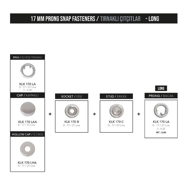 17 mm prong snap fastener, KLK 170 - Thumbnail