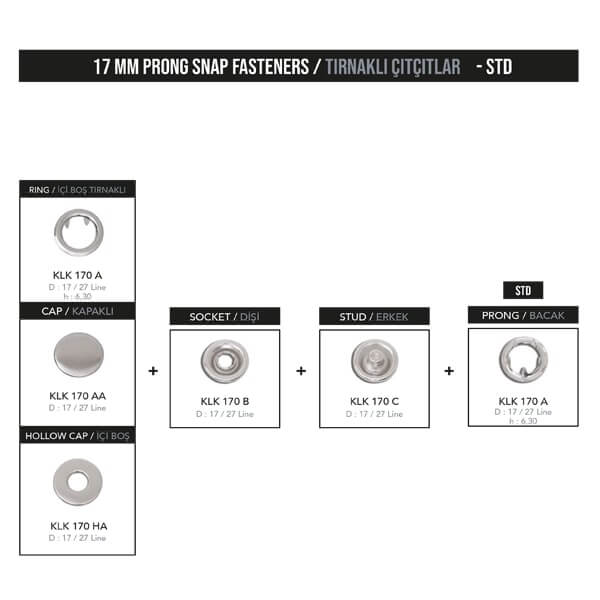 17 mm prong snap fastener, KLK 170 - Thumbnail