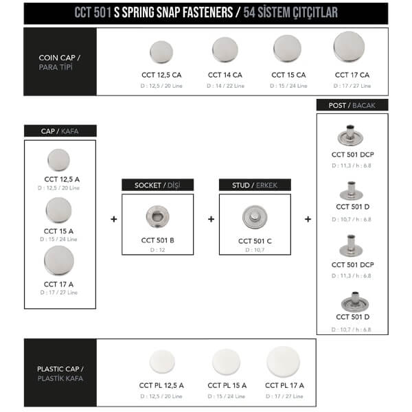  - S-spring snap fastener, CCT501