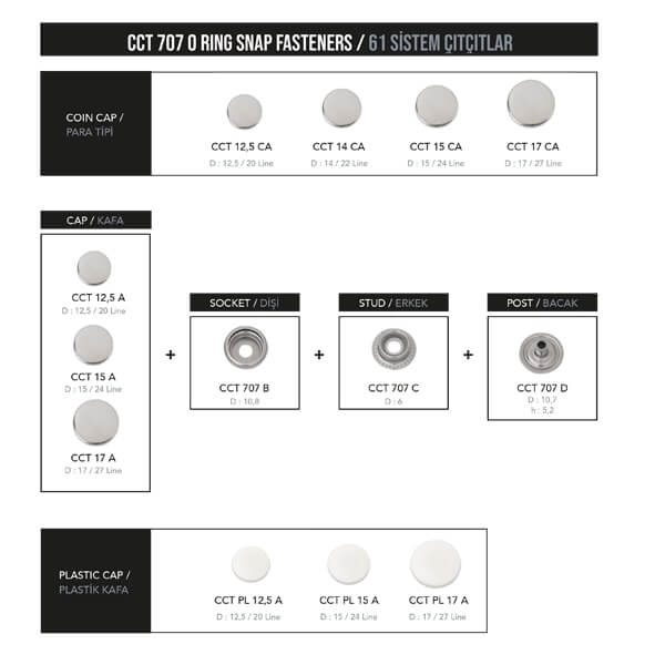 Ring spring snap fastener, CCT 707