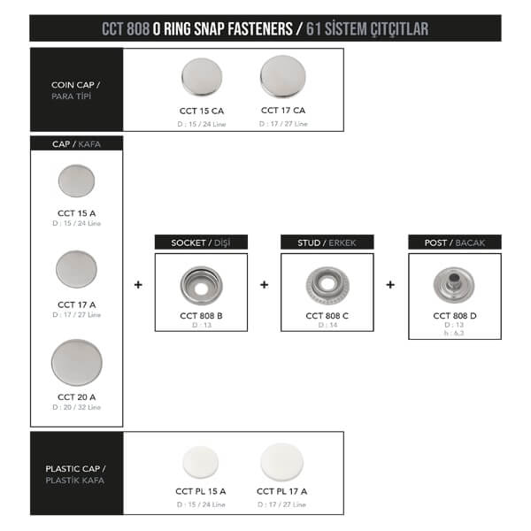  - Ring spring snap fastener, CCT 808